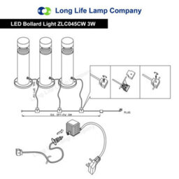 Long Life Lamps Company Modern Stainless Steel Led 12 Volt Bollard Garden Post Light Warm White Set With Transformer - thumbnail 9