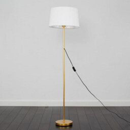 Valuelights Charles Gold Floor Lamp With White Linen Shade And Bulb - thumbnail 5