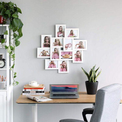 Songmics 12-Photo Collage Frame Set, Wall Mounted Picture Display, Glass Photo Frames, Family Memory Showcase, Cloud White - image 1