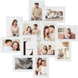 Songmics 12-Photo Collage Frame Set, Wall Mounted Picture Display, Glass Photo Frames, Family Memory Showcase, Cloud White - thumbnail 8
