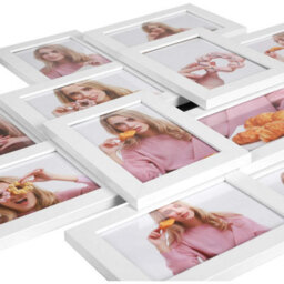 Songmics 12-Photo Collage Frame Set, Wall Mounted Picture Display, Glass Photo Frames, Family Memory Showcase, Cloud White - thumbnail 4