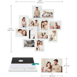 Songmics 12-Photo Collage Frame Set, Wall Mounted Picture Display, Glass Photo Frames, Family Memory Showcase, Cloud White - thumbnail 2