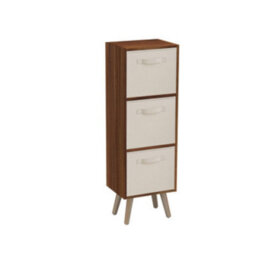 Urbn-Living Teak 3-Tier 3-Drawer Cube Shelving Unit With Scandinavian Legs - thumbnail 2