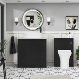 Royal Bathrooms Royal Bathroom Elmore 800mm Matt Nocturne Black Freestanding Countertop Bathroom Vanity Unit 2 Door With Peak Basin - thumbnail 5