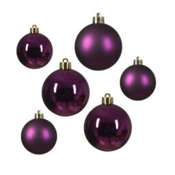 Decoris 30 Fig Purple Christmas Tree Baubles Shatterproof Hanging Decoration 4Cm 5Cm 6Cm - thumbnail 3