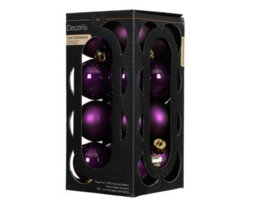 Decoris 30 Fig Purple Christmas Tree Baubles Shatterproof Hanging Decoration 4Cm 5Cm 6Cm - thumbnail 2
