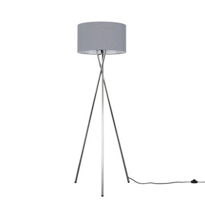 Valuelights Camden Chrome Tripod Floor Lamp With Charcoal Drum Shade - image 1