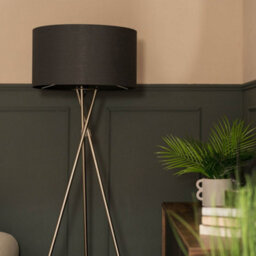 Valuelights Camden Chrome Tripod Floor Lamp With Charcoal Drum Shade - thumbnail 3