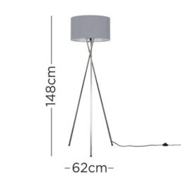Valuelights Camden Chrome Tripod Floor Lamp With Charcoal Drum Shade - thumbnail 6