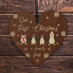Red Ocean 1St Christmas As A Family Of Four Personalised Christmas Tree Decoration Christmas Tree Bauble - thumbnail 5