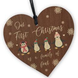 Red Ocean 1St Christmas As A Family Of Four Personalised Christmas Tree Decoration Christmas Tree Bauble