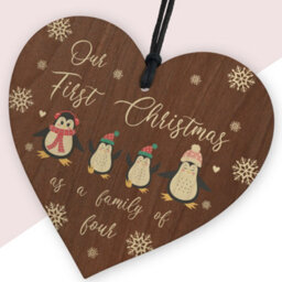 Red Ocean 1St Christmas As A Family Of Four Personalised Christmas Tree Decoration Christmas Tree Bauble - thumbnail 2