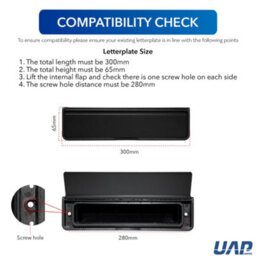 "UAP Limited Uap Doormaster 12"" Black Letterplate- Internal & External Letter Box For Upvc, Composite & Wooden 20-40mm Doors" - thumbnail 3