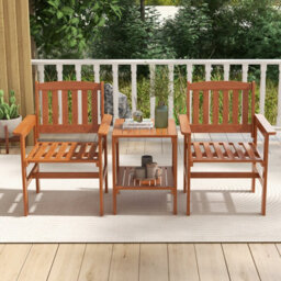 Costway 3 Pcs Patio Bistro Table And Chairs Set Wood Outdoor Conversation Set W/ Umbrella Hole - thumbnail 5