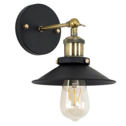 Valuelights Colonial Industrial Style Black And Antique Brass Single Wall Light With Shade - thumbnail 2