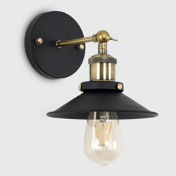 Valuelights Colonial Industrial Style Black And Antique Brass Single Wall Light With Shade - thumbnail 4