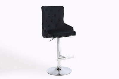 Hygrad Built to Survive Set Of 2 Luxury Velvet Bar Stools With Lion Knocker Back Rest Padded Breakfast Bar Stools - image 1