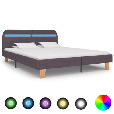 Berkfield Bed Frame With Led Taupe Fabric 150X200 Cm 5Ft King Size - image 1