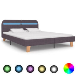 Berkfield Bed Frame With Led Taupe Fabric 150X200 Cm 5Ft King Size - thumbnail 1
