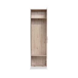 Arte Gustavo 50Cm Tall Hallway Cabinet In White Gloss & Oak Wellington - Slim Welcome Storage With Hanging Space - thumbnail 2