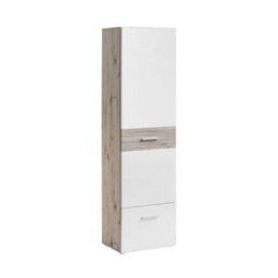 Arte Gustavo 50Cm Tall Hallway Cabinet In White Gloss & Oak Wellington - Slim Welcome Storage With Hanging Space - thumbnail 1