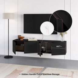 Decortie Daroca Floating Wall-Mounted Tv Unit Up To 65-Inch Tvs 180Cm(W) Soft-Close 4 Doors Tv Cabinet For Living Room, Sandstone - thumbnail 9