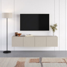 Decortie Daroca Floating Wall-Mounted Tv Unit Up To 65-Inch Tvs 180Cm(W) Soft-Close 4 Doors Tv Cabinet For Living Room, Sandstone
