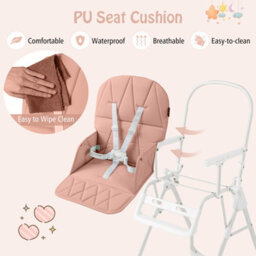 Costway Foldable High Chair Portable Baby Feeding Chair-Pink - thumbnail 7