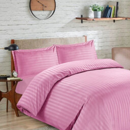 Casabella Satin Stripe Duvet Cover Sets King Pink Bedding With Satin Stripes, King Size Duvet Cover Sets & Pillowcases - thumbnail 2