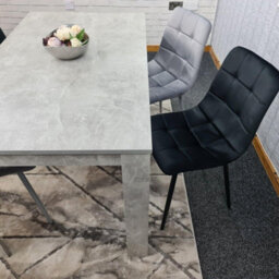 Kosy Koala Stone Grey Effect Wood Dining Table With 4 Velvet Chairs Dining Room Furniture Set - thumbnail 2