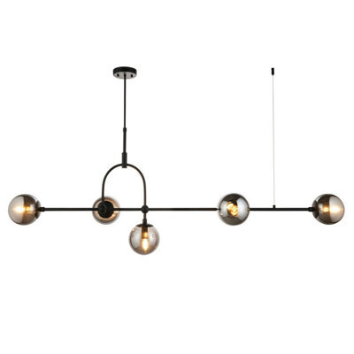 Luminosa Lighting Luminosa Trieste Bar Pendant Ceiling Light Matt Black, Smoked Mirror Glass - image 1
