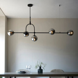 Luminosa Lighting Luminosa Trieste Bar Pendant Ceiling Light Matt Black, Smoked Mirror Glass - thumbnail 2