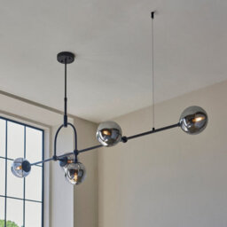 Luminosa Lighting Luminosa Trieste Bar Pendant Ceiling Light Matt Black, Smoked Mirror Glass - thumbnail 3