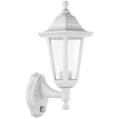 Ex-Pro Outdoor Wall Light Lantern With Dust To Dawn Sensor, Led E27 11W, Ip44 Rated, 26X19Cm, White - image 1
