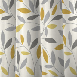 Fusion Beechwood Leaf Trail Pair Of 100% Cotton Mustard Eyelet Curtains - thumbnail 3