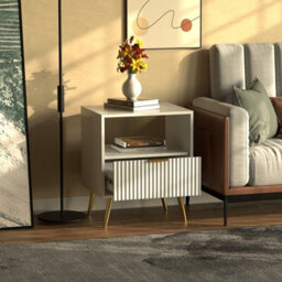 Hygrad Built to Survive Bedside Table Living Room End Table Sofa Side Table Bedside Table Nightstand White Golden Legs - thumbnail 2
