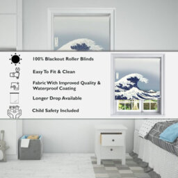 Lister Cartwright Hokusai Wave Design Blackout Roller Blinds Windows Blind ( 120 X 160 Cm) Child Safety Included - thumbnail 4