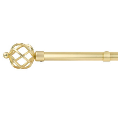 Unknown 16-19mm Cage Extendable Eyelet Metal Curtain Pole Set Gold 160-300Cm - image 1