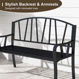 Gainoom 129Cm Coffee Metal Garden Bench Patio Slatted Bench For 2-3 Peoplex - thumbnail 8
