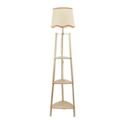 Valuelights Hiru Natural 3 Tier Shelf Floor Lamp With Rust Trim Scallop Shade - thumbnail 2