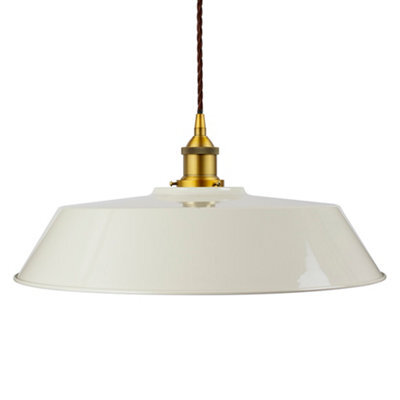 Clay White Large Chancery Painted Dome Pendant Light With Antique Gold Lamp Holder And Brown Twisted Cable - Se Home - image 1