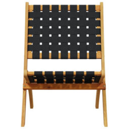 Berkfield Folding Garden Chairs 2 Pcs Black Solid Wood Acacia And Fabric - thumbnail 4