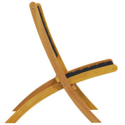 Berkfield Folding Garden Chairs 2 Pcs Black Solid Wood Acacia And Fabric - thumbnail 5