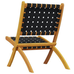 Berkfield Folding Garden Chairs 2 Pcs Black Solid Wood Acacia And Fabric - thumbnail 6
