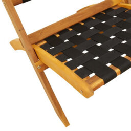Berkfield Folding Garden Chairs 2 Pcs Black Solid Wood Acacia And Fabric - thumbnail 8