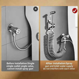 Toilet Sprayer Gun, Handheld Bidet Sprayer, Bathroom Connector Set, Silver - thumbnail 3