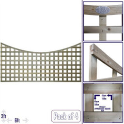 Premier Garden Supplies Concave Top Wooden Trellis Panel 6Ft X 3Ft (4 Pack) Privacy Square Lattice Fencing Topper Extension For Climbing Plant Support - thumbnail 1