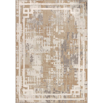 Livabliss Lustro-Abstract Beige Grey Off-White Modern Marble Living Dining Bedroom Rug 200 X 275 Cm Easy Care, Non Shedding - image 1