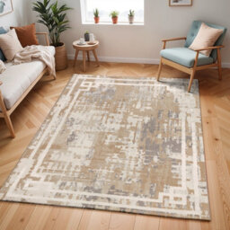 Livabliss Lustro-Abstract Beige Grey Off-White Modern Marble Living Dining Bedroom Rug 200 X 275 Cm Easy Care, Non Shedding - thumbnail 2
