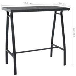Berkfield Garden Bar Table Black 110X60X110 Cm Tempered Glass - thumbnail 5